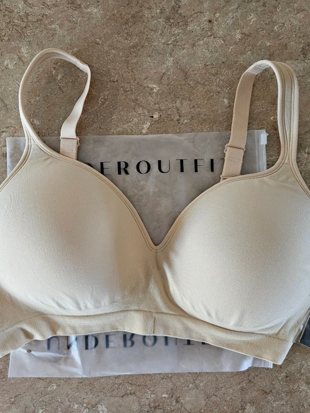Underoutfit Perfect Neckline Bra 2XL Sand Beige Wireless Comfort Bra NWT